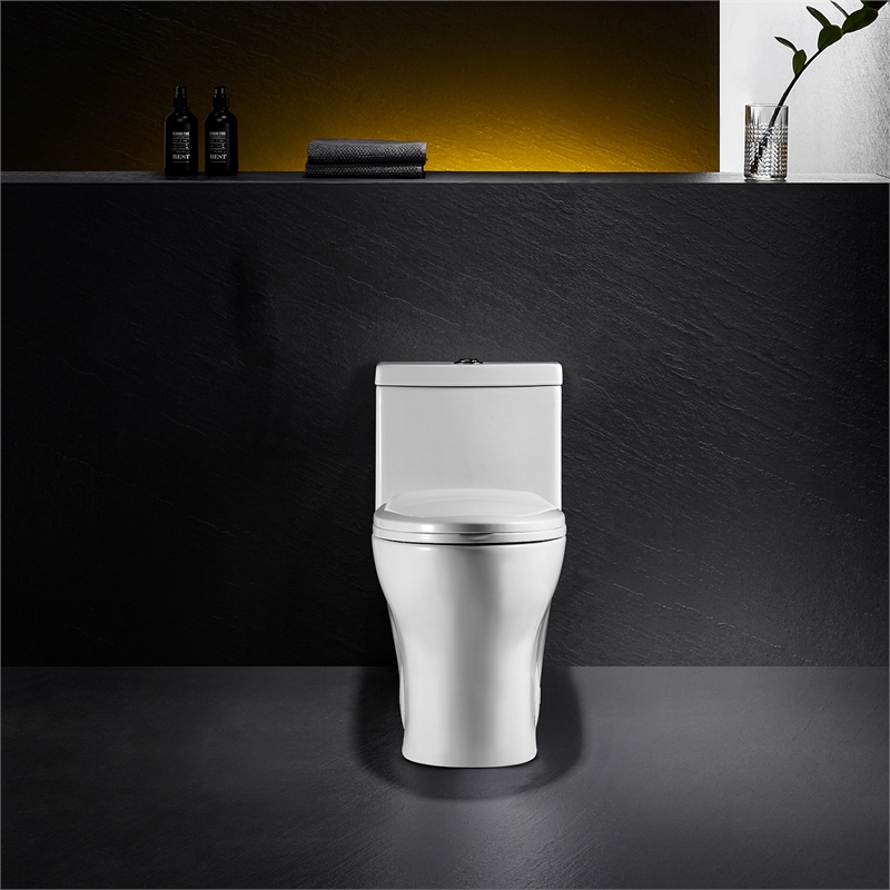 Venezia 1-Piece Dual Flush Elongated Ceramic Toilet in White Seat Included