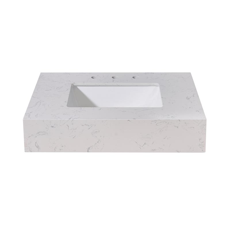 30. in Stone effects Vanity Top in Aosta White Apron with White Sink