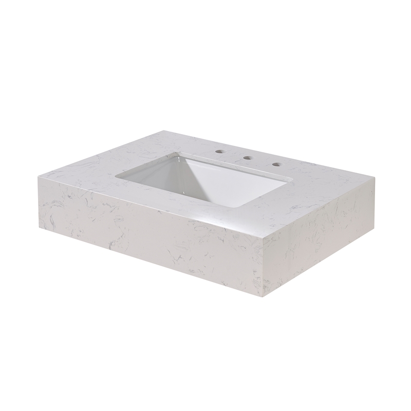 30. in Stone effects Vanity Top in Aosta White Apron with White Sink