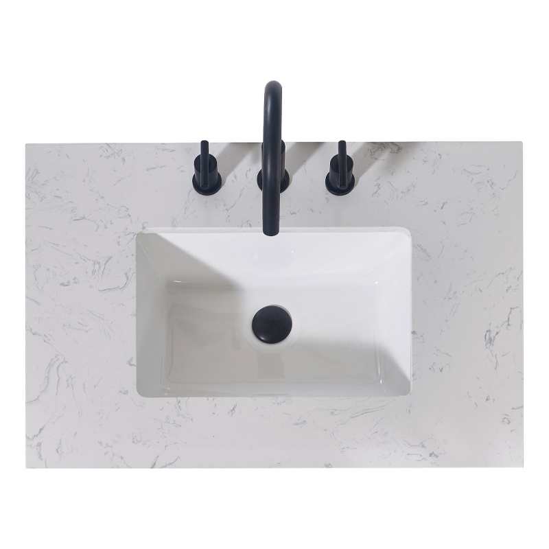 30. in Stone effects Vanity Top in Aosta White Apron with White Sink