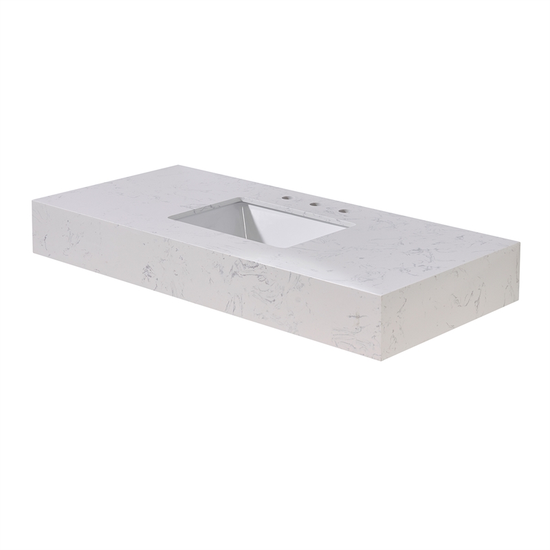 48. in Stone effects Vanity Top in Aosta White Apron with White Sink