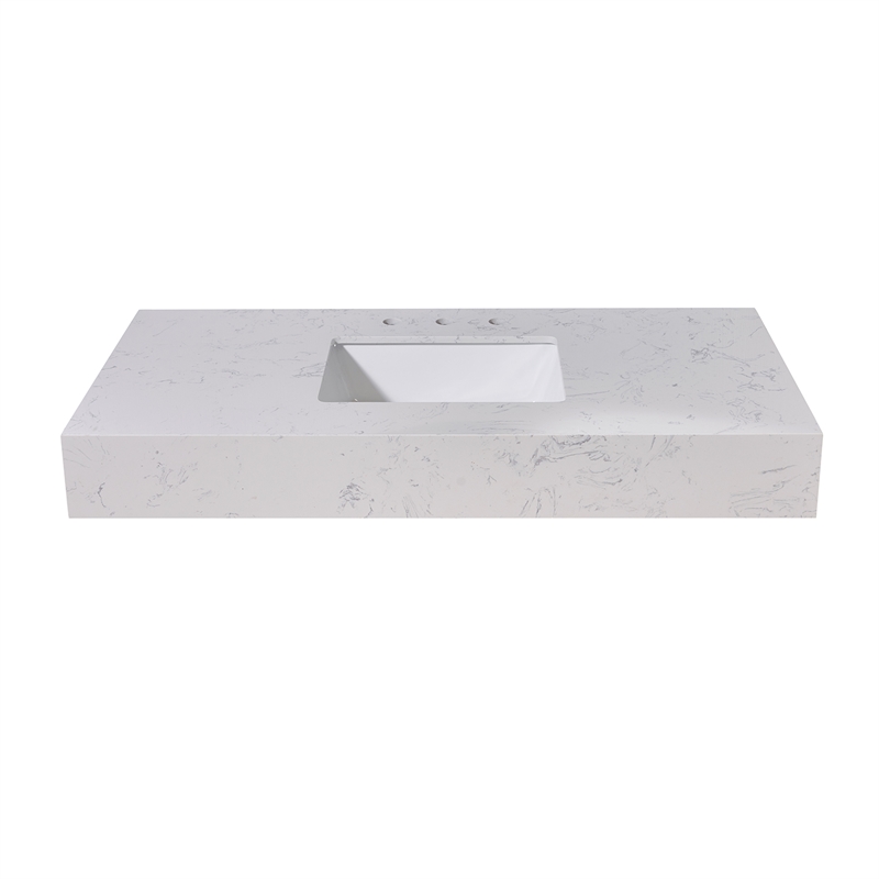 48. in Stone effects Vanity Top in Aosta White Apron with White Sink