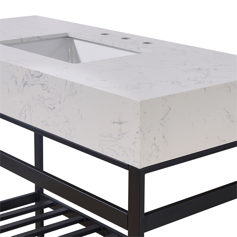 48. in Stone effects Vanity Top in Aosta White Apron with White Sink