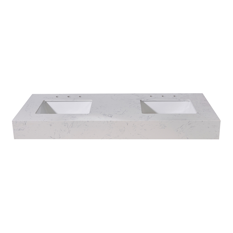 60. in Stone effects Vanity Top in Aosta White Apron with White Sink
