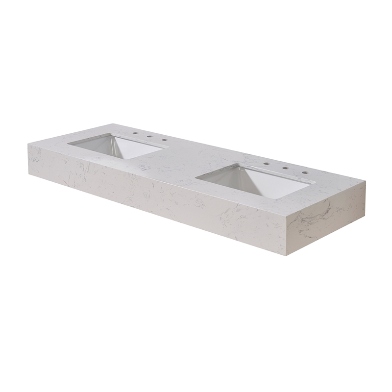 60. in Stone effects Vanity Top in Aosta White Apron with White Sink
