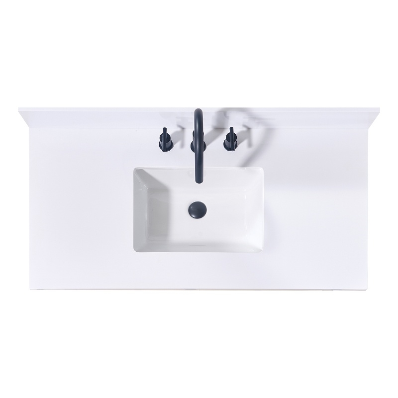 43. in Stone effects Vanity Top in Snow White with White Sink