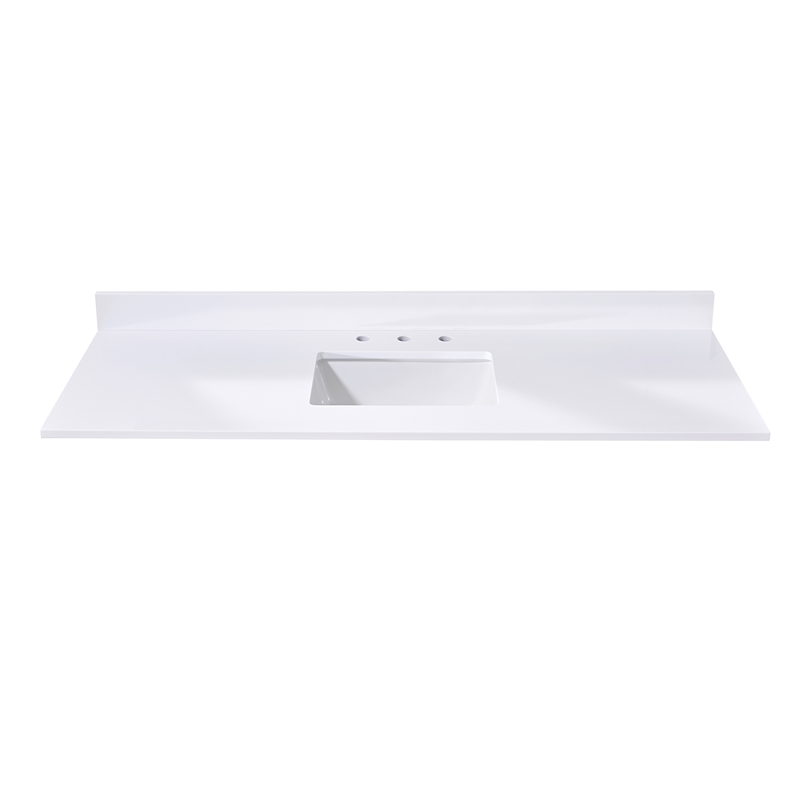 61. in Stone effects Vanity Top in Snow White with Single White Sink