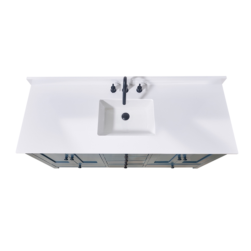 61. in Stone effects Vanity Top in Snow White with Single White Sink