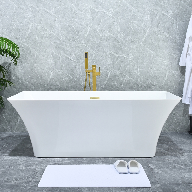 Campia Single Handle Floor Mounted Tub Filler with Handshower in Brushed Gold