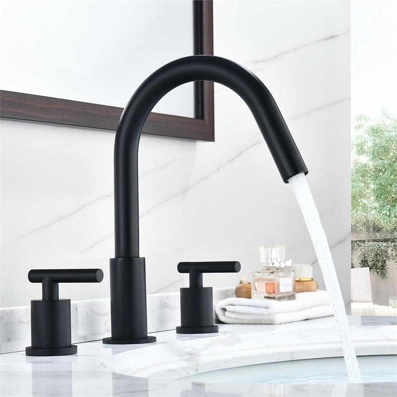Balen 8. in Widespread 2-Handle Bathroom High-Arc Faucet in Brushed Gold