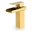 Sassor Single Hole Single-Handle Waterfall Bathroom Faucet in Brushed Gold