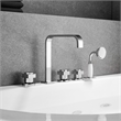 Vikran Triple Handle Deck-Mount Roman Tub Faucet in Chrome with Handshower