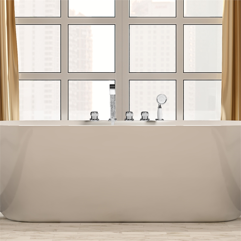 Vikran Triple Handle Deck-Mount Roman Tub Faucet in Chrome with Handshower