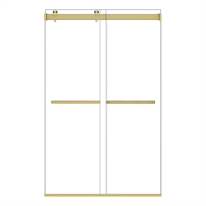 Marcelo 48&quot W x 76&quot H By Pass Shower Door in Brushed Gold with Clear Glass