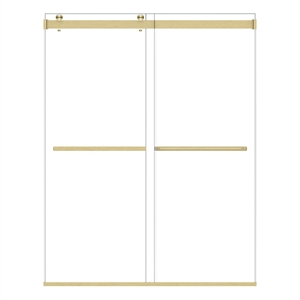 Marcelo 60&quot W x 76&quot H By Pass Shower Door in Brushed Gold with Clear Glass