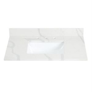 Altair Design Arbios 36&quot Modern Stone Vanity Top with Sink in Calacatta White