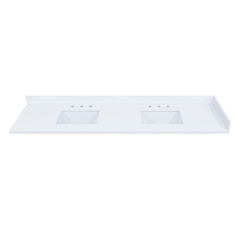 Caorle 84. in Engineered Stone Vanity Top in Snow White with White Sink