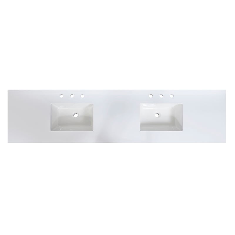 Caorle 84. in Engineered Stone Vanity Top in Snow White with White Sink