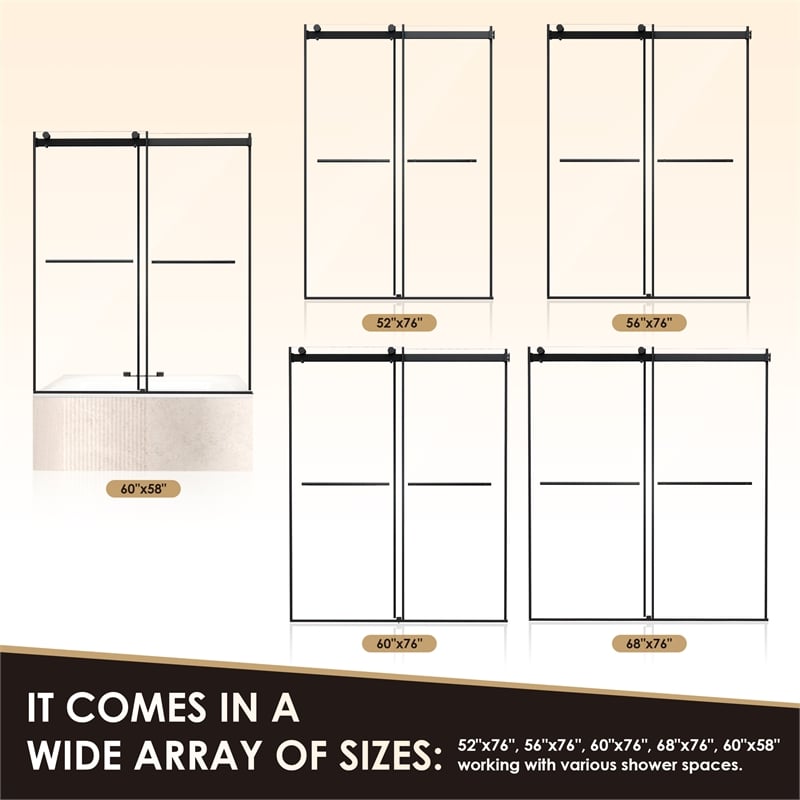 Belizzi By Pass Frameless Exposed Roller Shower Door with Clear Glass