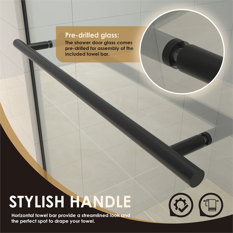 Belizzi By Pass Frameless Exposed Roller Shower Door with Clear Glass