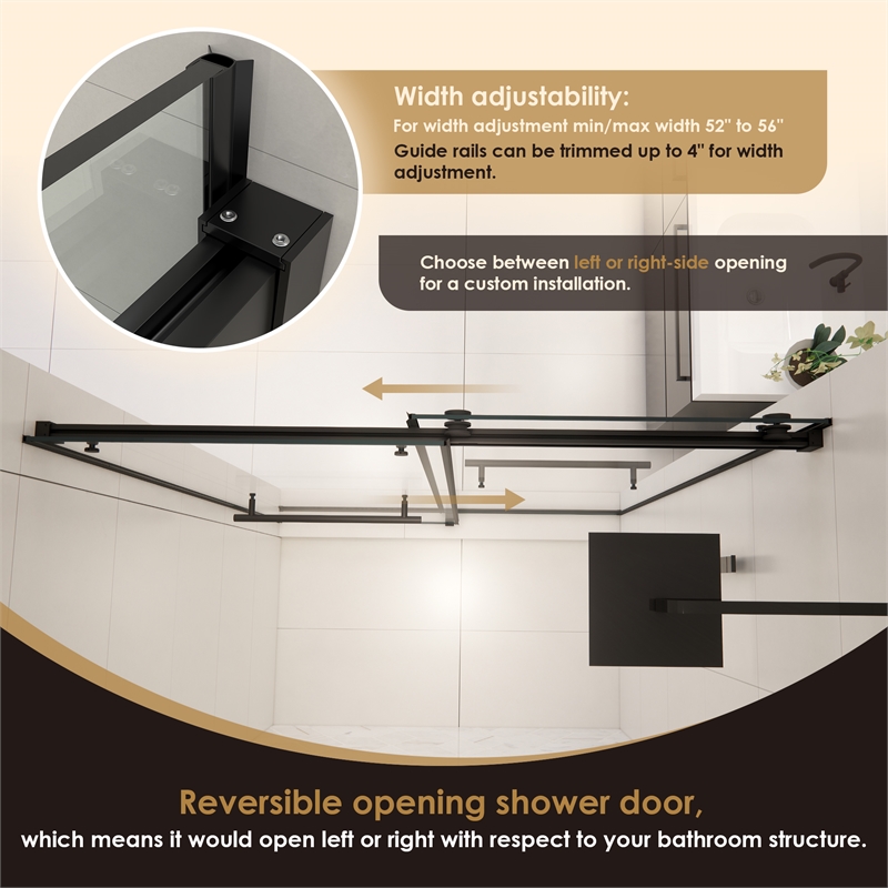 Belizzi By Pass Frameless Exposed Roller Shower Door with Clear Glass