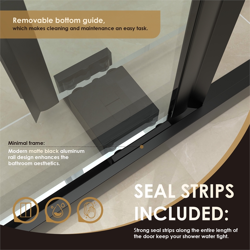 Belizzi By Pass Frameless Exposed Roller Shower Door with Clear Glass