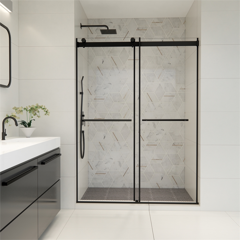 Belizzi By Pass Frameless Exposed Roller Shower Door with Clear Glass