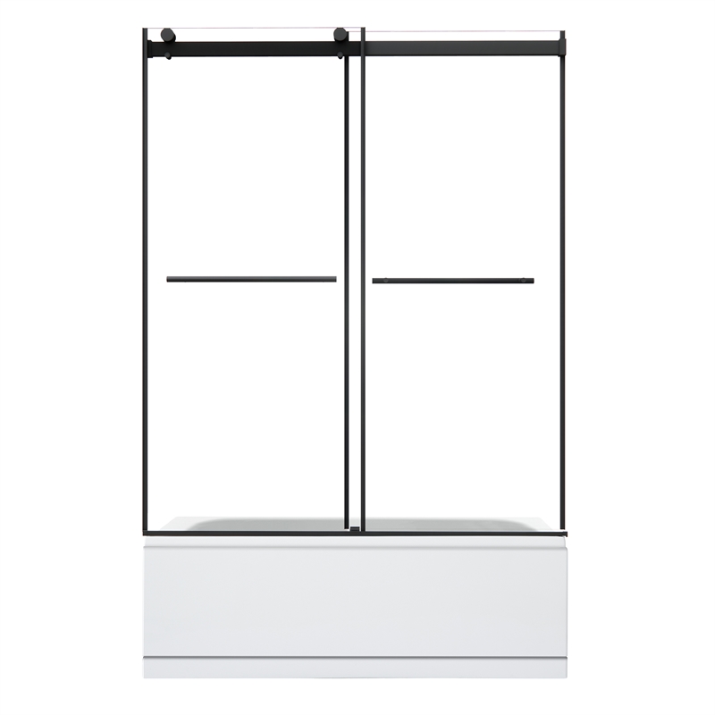 Belizzi By Pass Frameless Exposed Roller Tub Door with Clear Glass