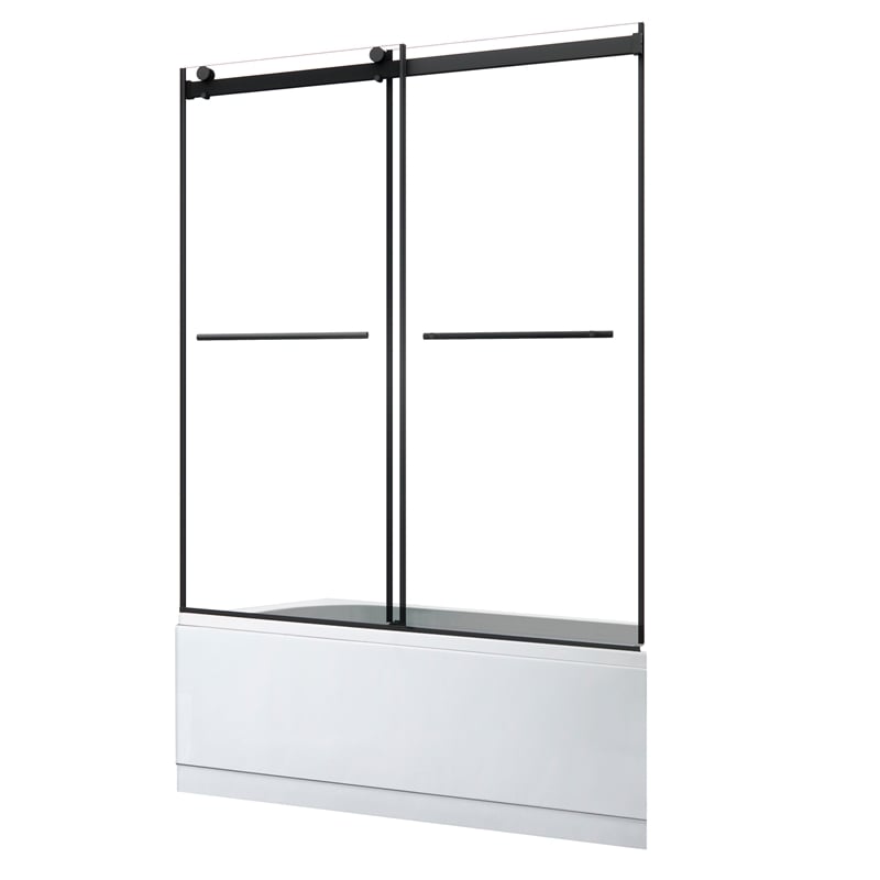 Belizzi By Pass Frameless Exposed Roller Tub Door with Clear Glass