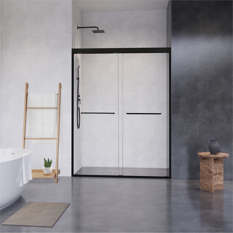 Ennis By Pass Framed Shower Door in Matte Black with Clear Glass