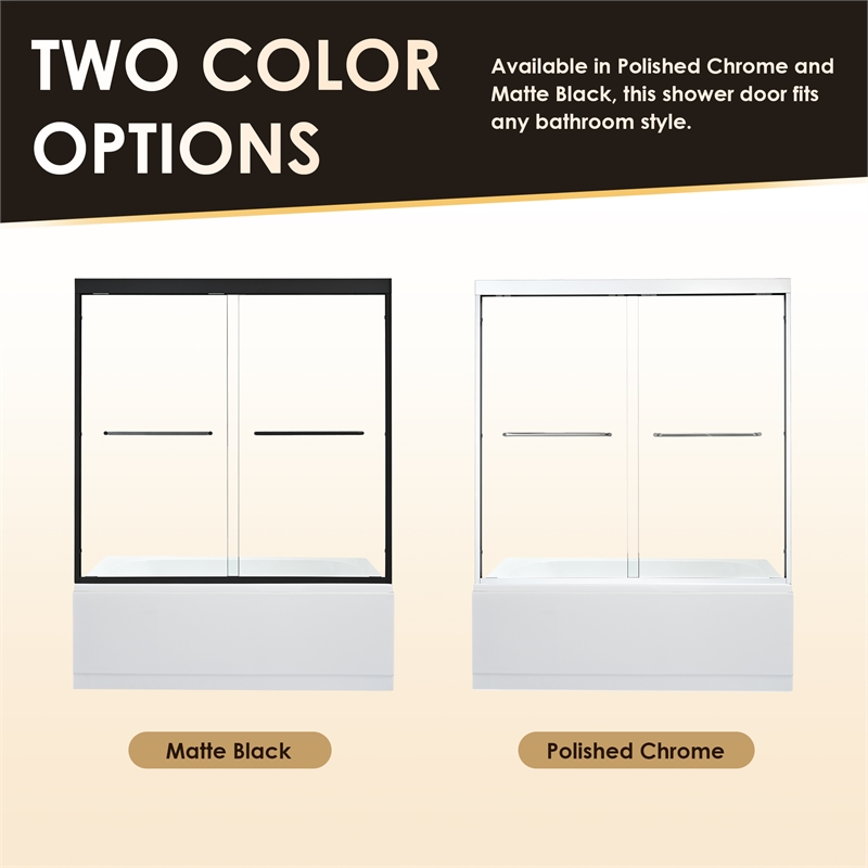 Ennis By Pass Framed Tub Door in Polished Chrome with Clear Glass