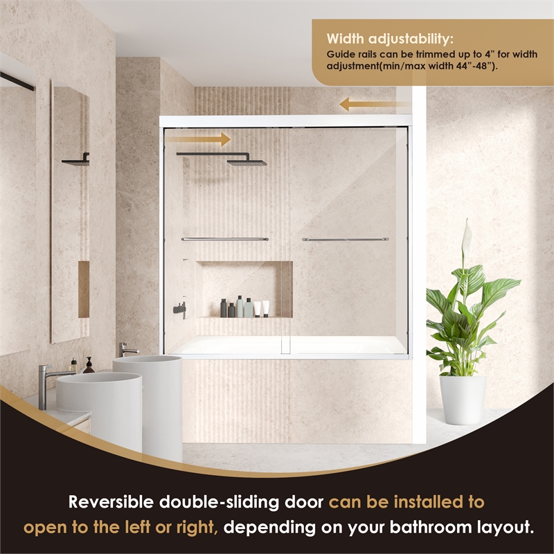 Ennis By Pass Framed Tub Door in Polished Chrome with Clear Glass