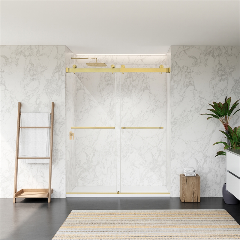 Bolani By Pass Frameless Exposed Roller Shower Door with Clear Glass