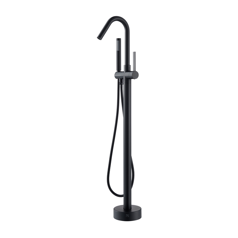 Marina Brass Freestanding Tub Faucet in Matte Black with Handshower