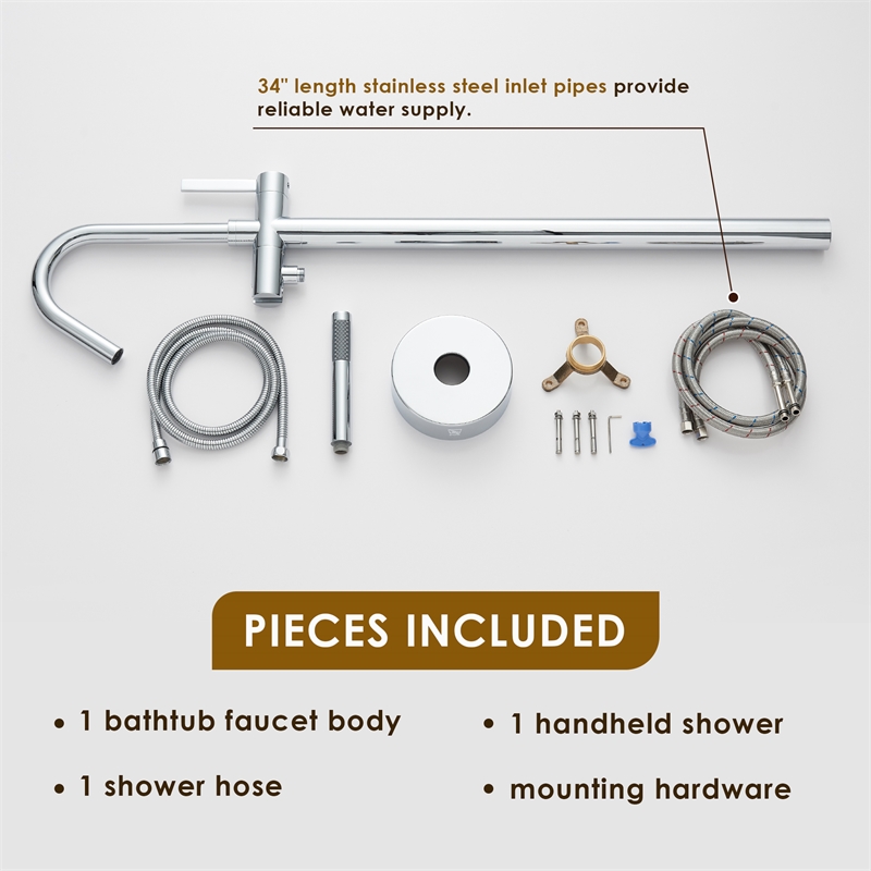 Marina Brass Freestanding Tub Faucet in Polished Chrome with Handshower