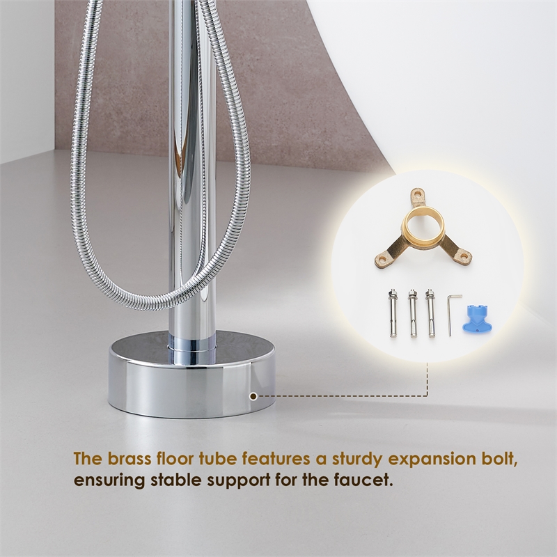 Marina Brass Freestanding Tub Faucet in Polished Chrome with Handshower