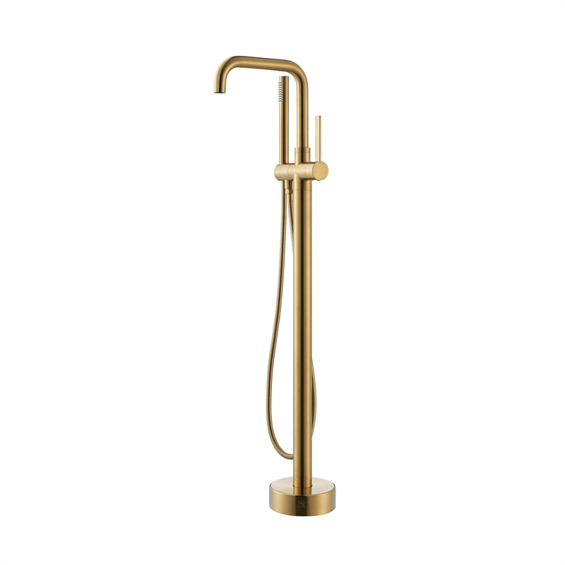 Florin Brass Freestanding Tub Faucet in Brushed Gold with Handshower