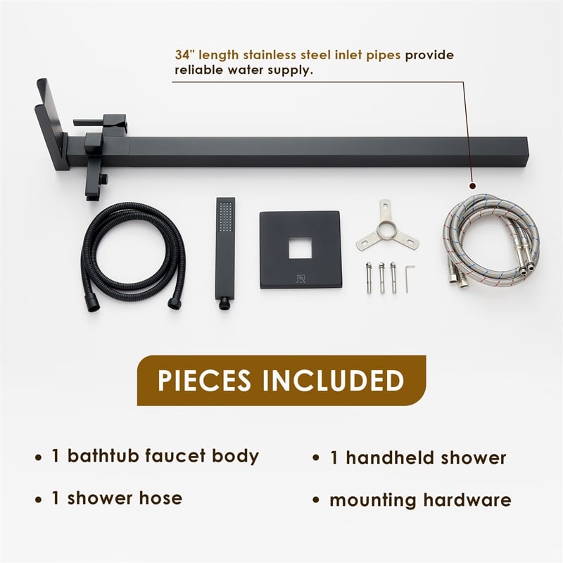 Camino Radiant Brass Freestanding Tub Faucet in Matte Black with Handshower