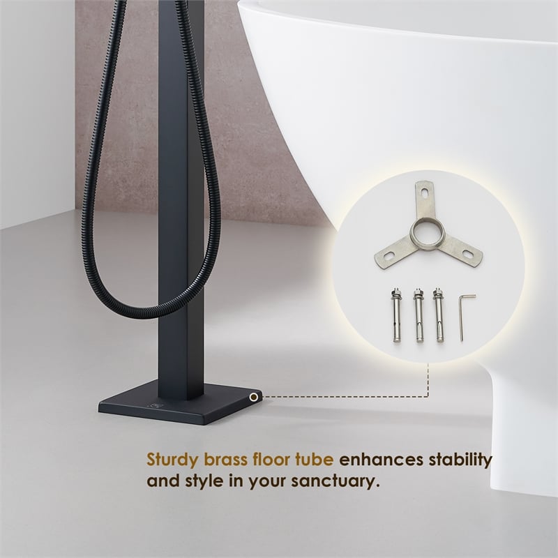 Camino Radiant Brass Freestanding Tub Faucet in Matte Black with Handshower