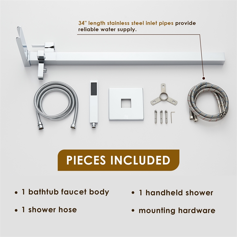 Camino Radiant Brass Freestanding Tub Faucet in Chrome with Handshower