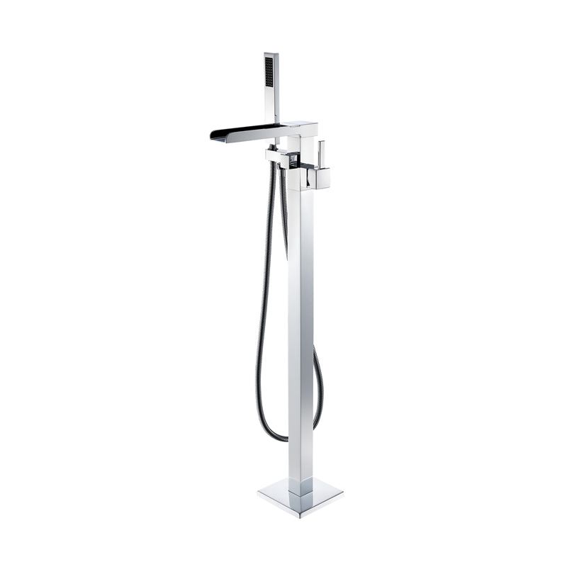Camino Radiant Brass Freestanding Tub Faucet in Chrome with Handshower