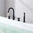 Sundale Brass Split Bathtub Faucet Four-Piece Set in Matte Black with Handshower