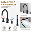 Sundale Brass Split Bathtub Faucet Four-Piece Set in Matte Black with Handshower