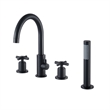 Sundale Brass Split Bathtub Faucet Four-Piece Set in Matte Black with Handshower