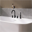 Sundale Brass Split Bathtub Faucet Four-Piece Set in Matte Black with Handshower