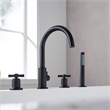 Sundale Brass Split Bathtub Faucet Four-Piece Set in Matte Black with Handshower