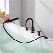 Sundale Brass Split Bathtub Faucet Four-Piece Set in Matte Black with Handshower