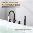 Sundale Brass Split Bathtub Faucet Four-Piece Set in Matte Black with Handshower
