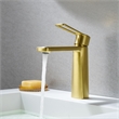 Paula Single Hole Single-Handle Brass Bathroom Faucet in Brushed Gold