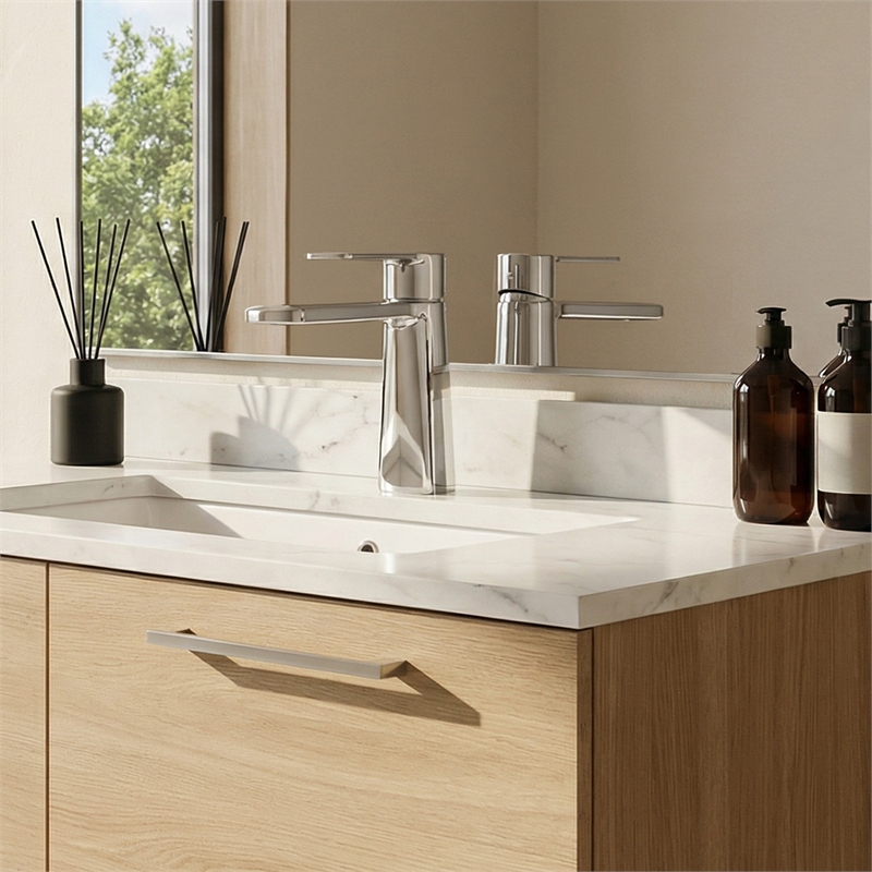 Paula Single Hole Single-Handle Brass Bathroom Faucet in Prolished Chrome